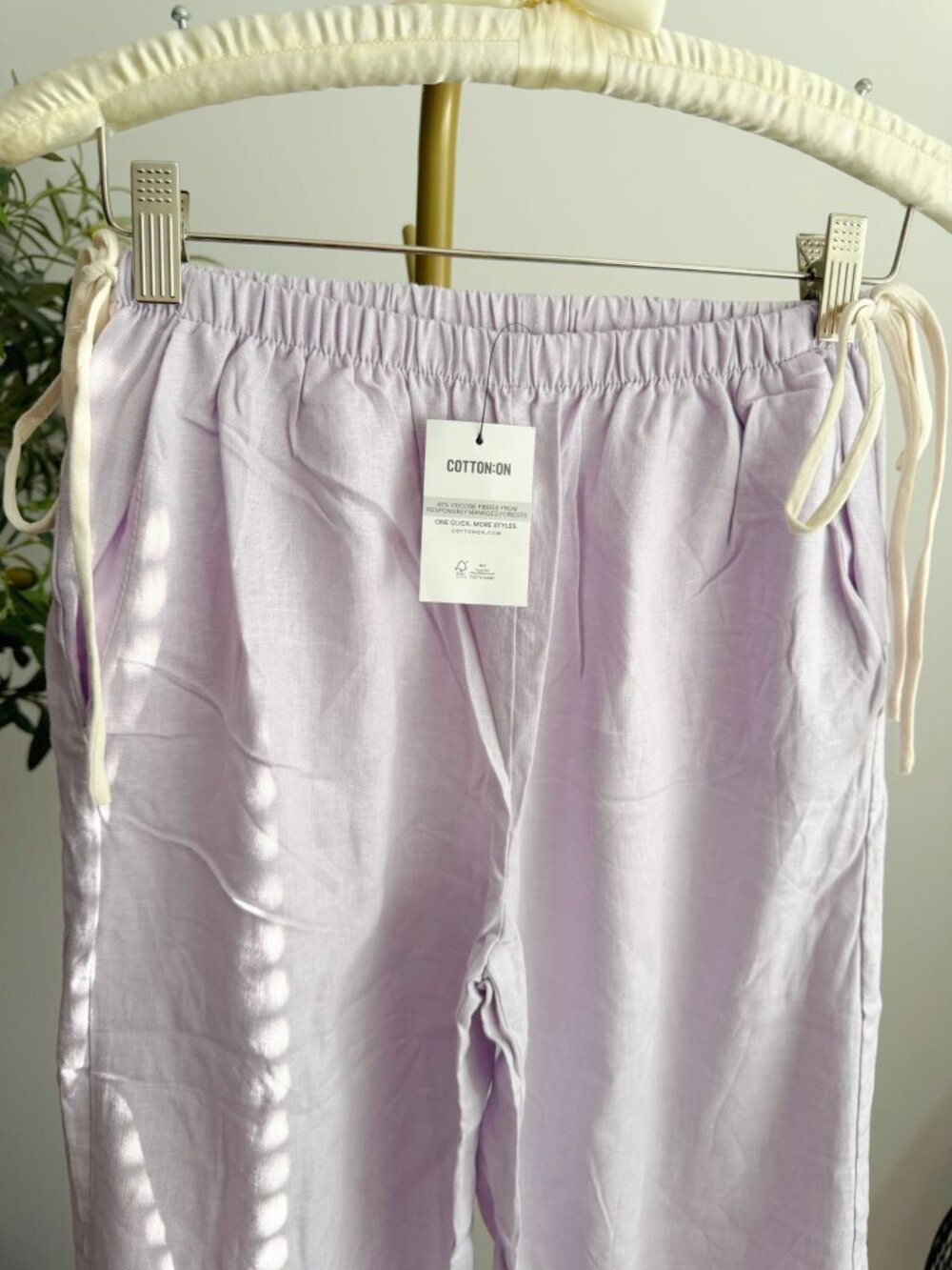 Cotton On Haven Side Tie Light Lilac Wide Leg Pants Size XS NWT - Picture 5 of 8